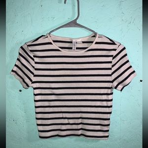Divided Striped Crop Top